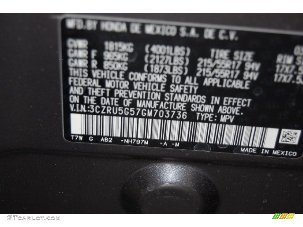 2016 HR-V Color Code NH797M for Modern Steel Metallic Photo #104087307