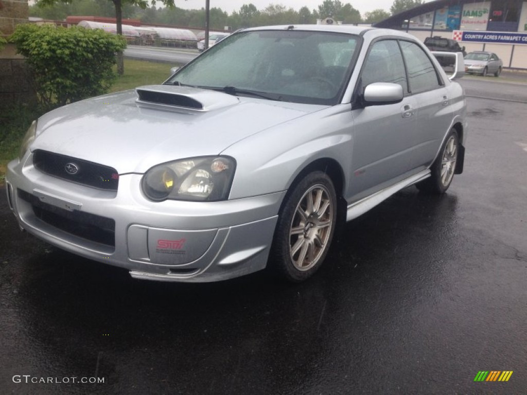 2005 Impreza WRX STi - Crystal Grey Metallic / Black/Blue Ecsaine photo #2