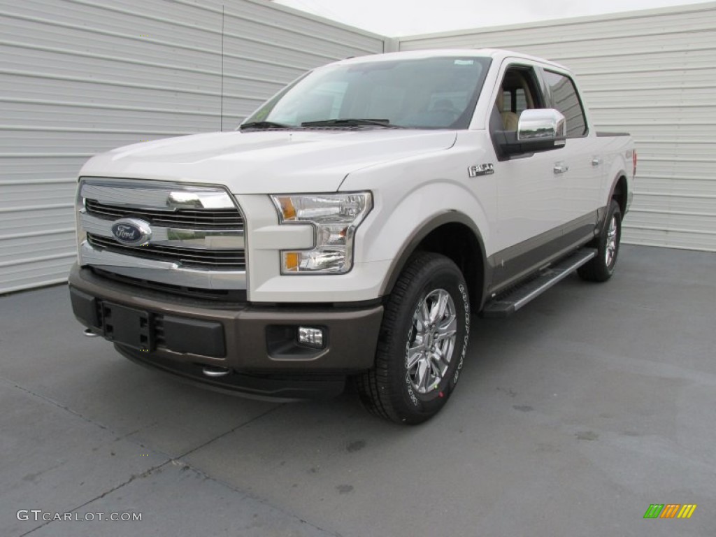 2015 F150 Lariat SuperCrew 4x4 - White Platinum Tricoat / Black photo #7