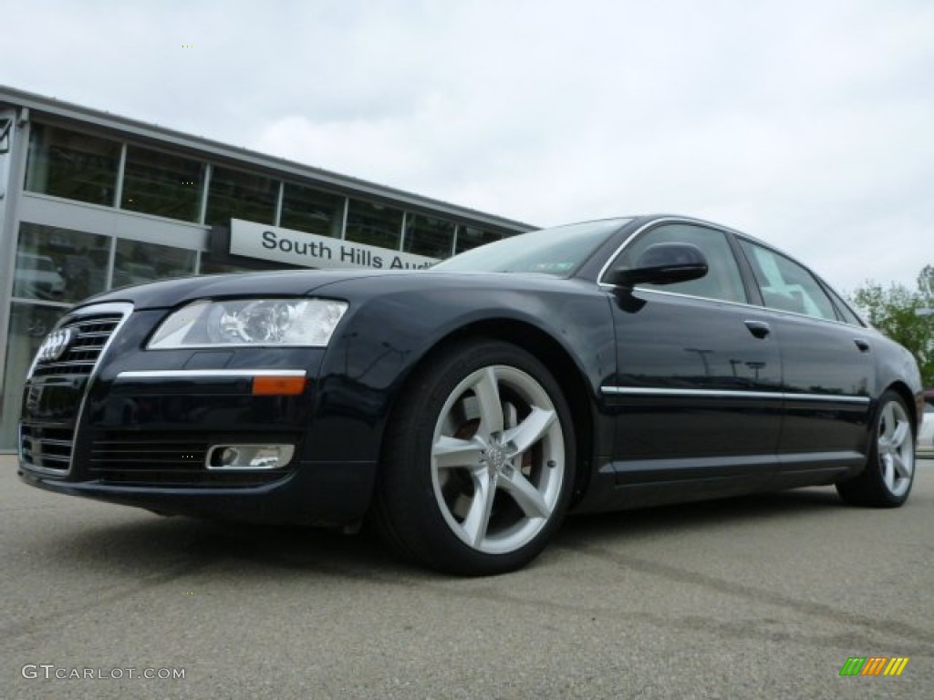 2009 A8 L 4.2 quattro - Night Blue Pearl Effect / Amaretto/Black Valcona Leather photo #2