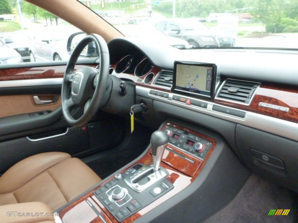 2009 A8 L 4.2 quattro - Night Blue Pearl Effect / Amaretto/Black Valcona Leather photo #12