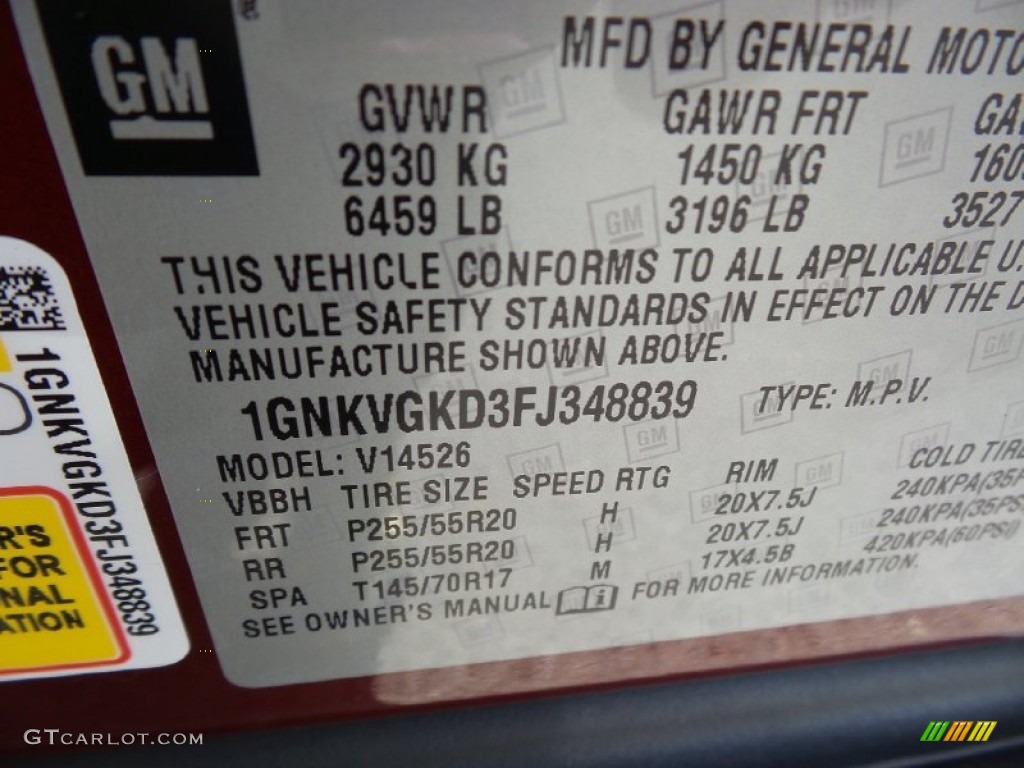 2015 Traverse LT AWD - Siren Red Tintcoat / Ebony photo #16