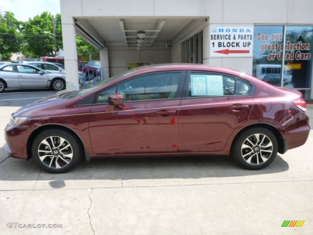 2014 Civic EX Sedan - Crimson Pearl / Beige photo #2