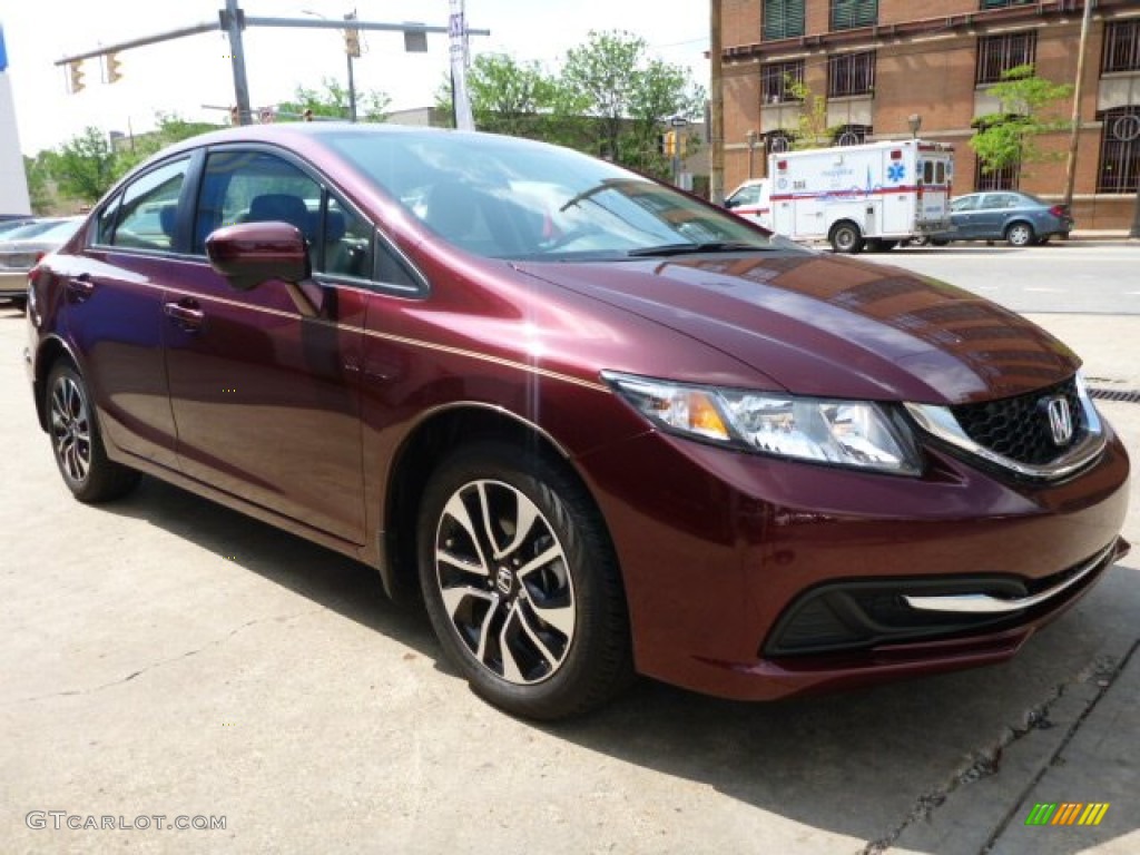 2014 Civic EX Sedan - Crimson Pearl / Beige photo #3