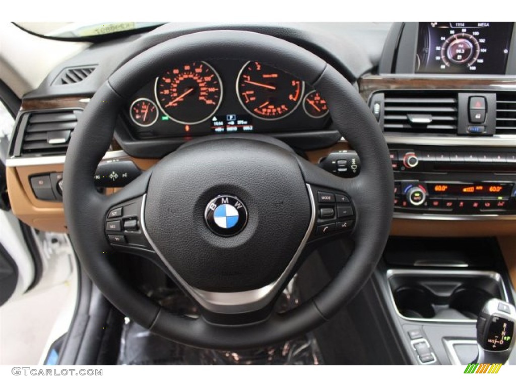 2015 BMW 3 Series 328d xDrive Sedan Saddle Brown Steering Wheel Photo #104132998