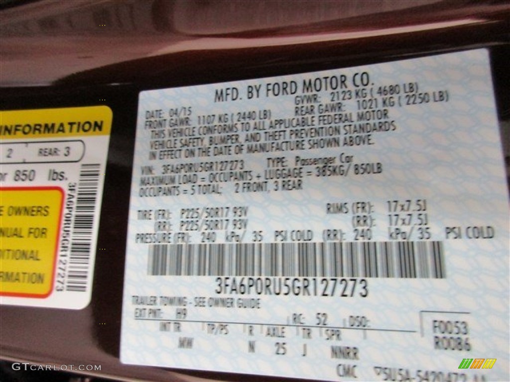 2016 Fusion Color Code H9 for Bronze Fire Metallic Photo #104142607