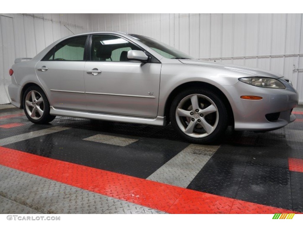 2004 MAZDA6 s Sedan - Glacier Silver Metallic / Black photo #6