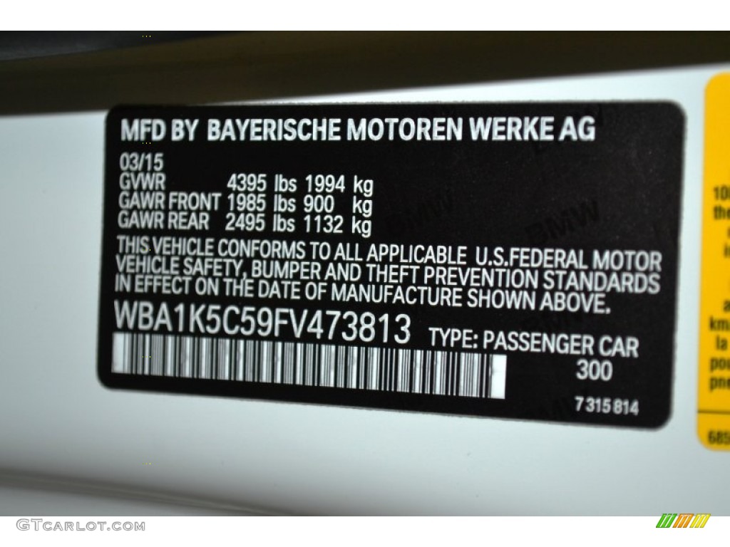 2015 BMW 2 Series 228i Convertible Color Code Photos