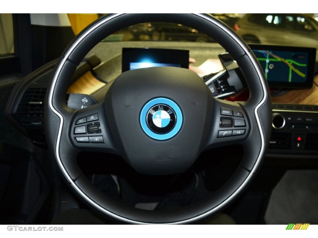 2015 BMW i3 Standard i3 Model Tera Dalbergia Brown Full Natural Leather Steering Wheel Photo #104160925