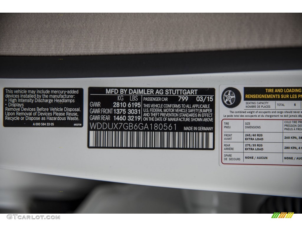 2016 S Color Code 799 for designo Diamond White Metallic Photo #104162792
