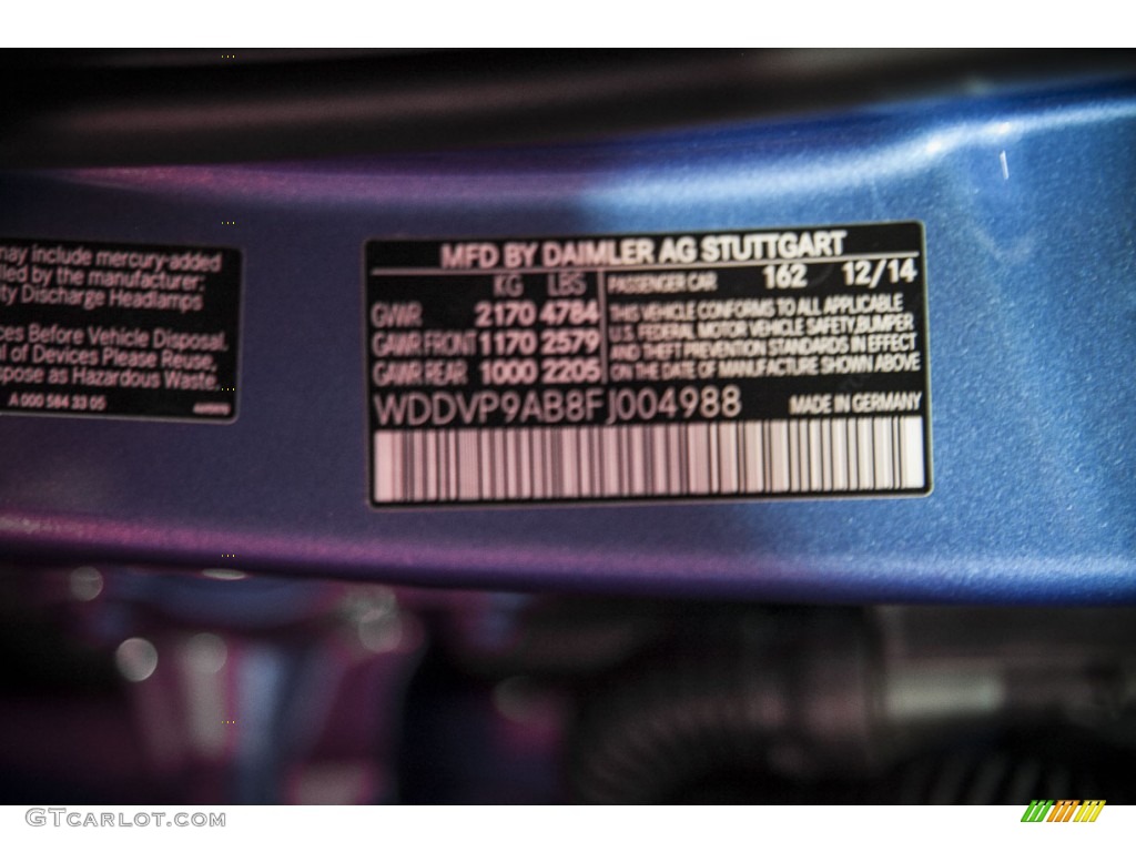 2015 B Color Code 162 for South Seas Blue Metallic Photo #104164835