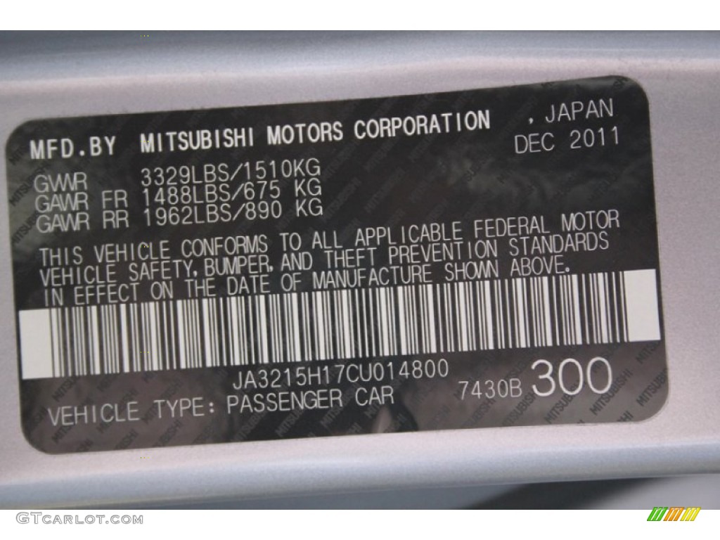 2012 Mitsubishi i-MiEV ES Info Tag Photo #104177963