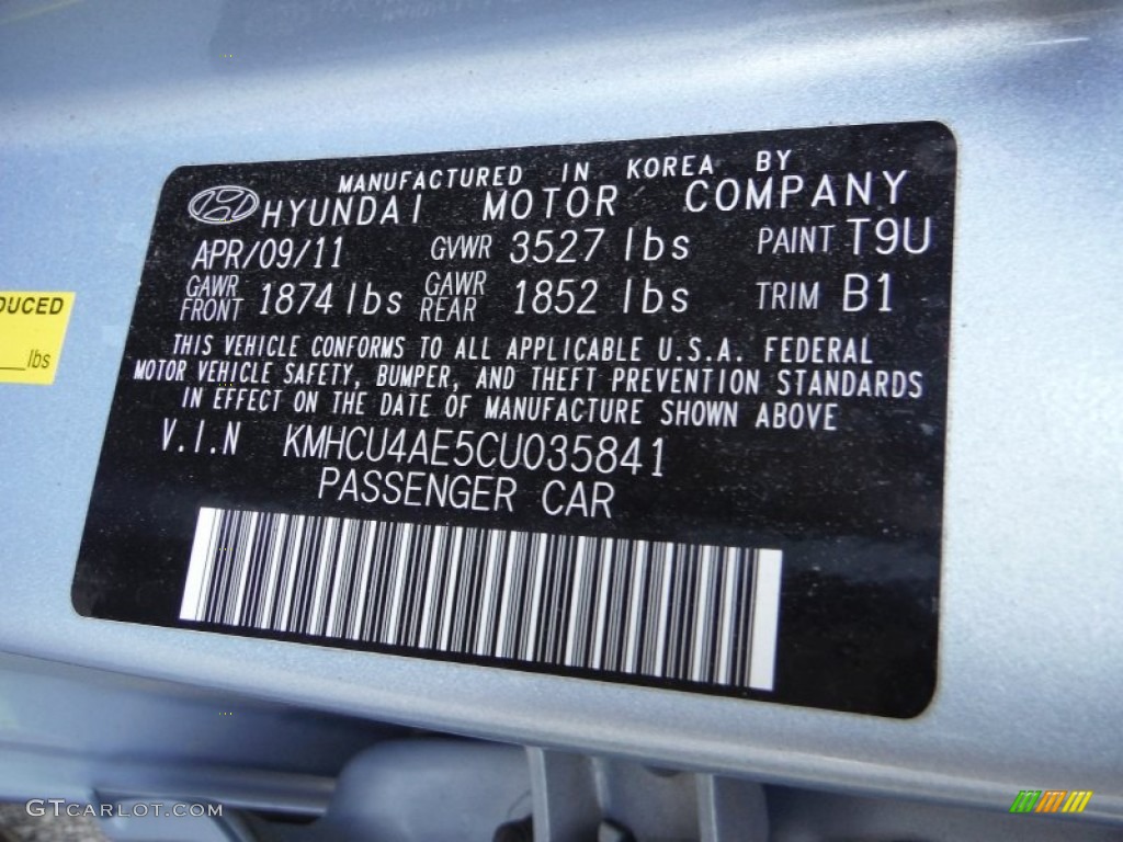 2012 Accent GLS 4 Door - Clearwater Blue / Beige photo #16