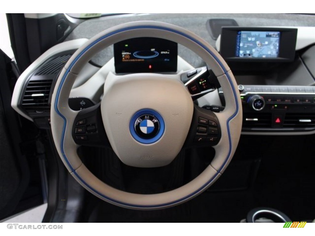 2015 BMW i3 with Range Extender Mega Carum Spice Grey Sensatec & Carum Spice Grey Cloth Steering Wheel Photo #104220531