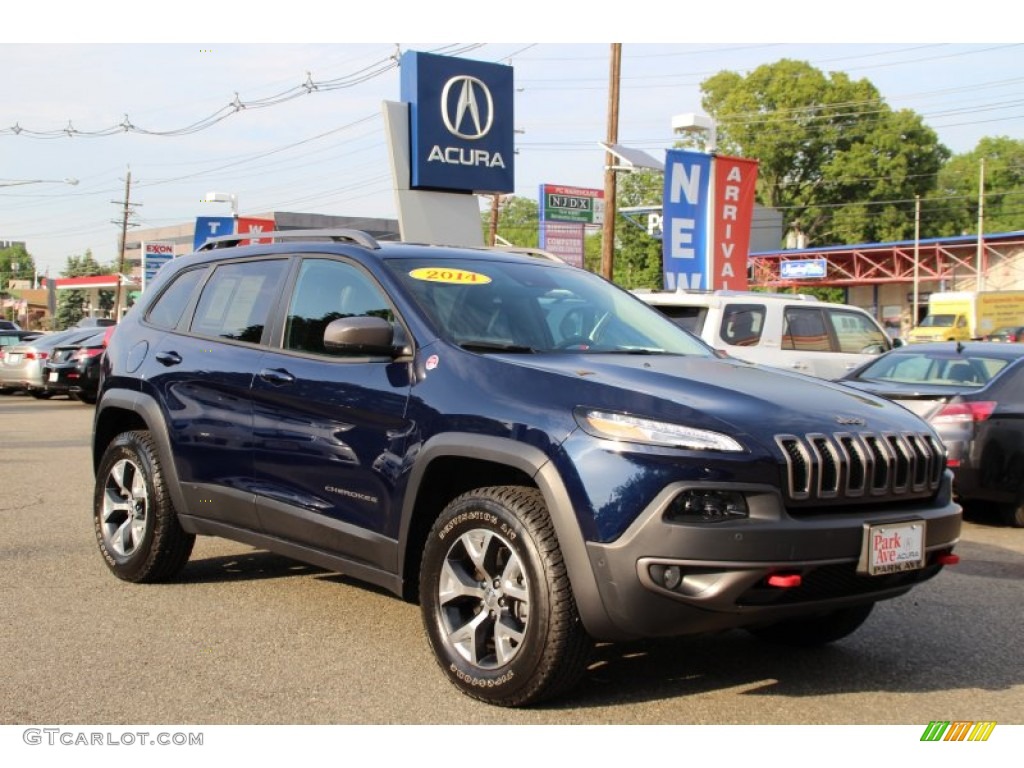 2014 Cherokee Trailhawk 4x4 - True Blue Pearl / Morocco - Black photo #1