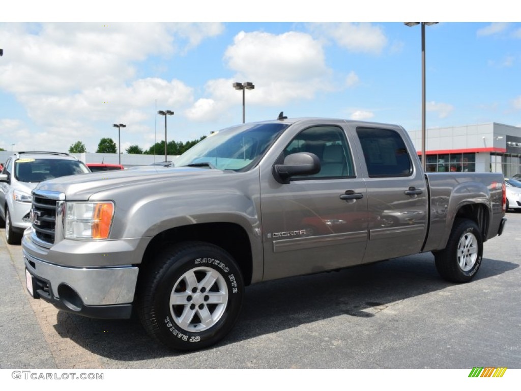 2009 Sierra 1500 SLE Crew Cab 4x4 - Steel Gray Metallic / Ebony/Light Cashmere photo #7