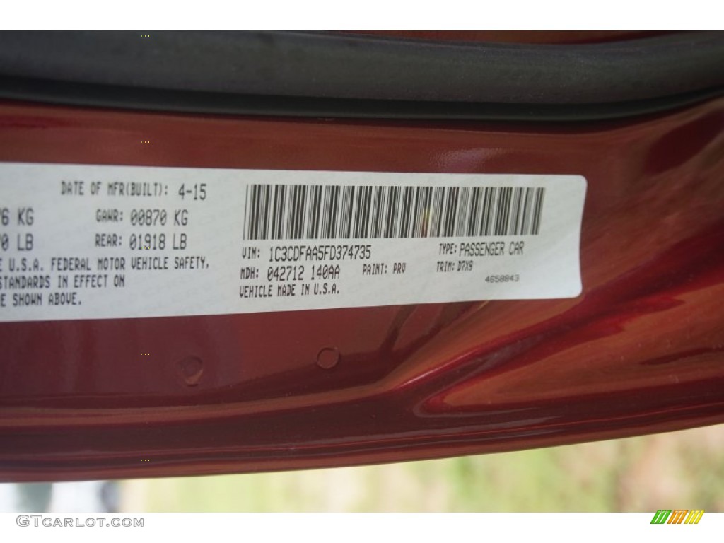 2015 Dart SE - Passion Red Pearl / Black photo #9