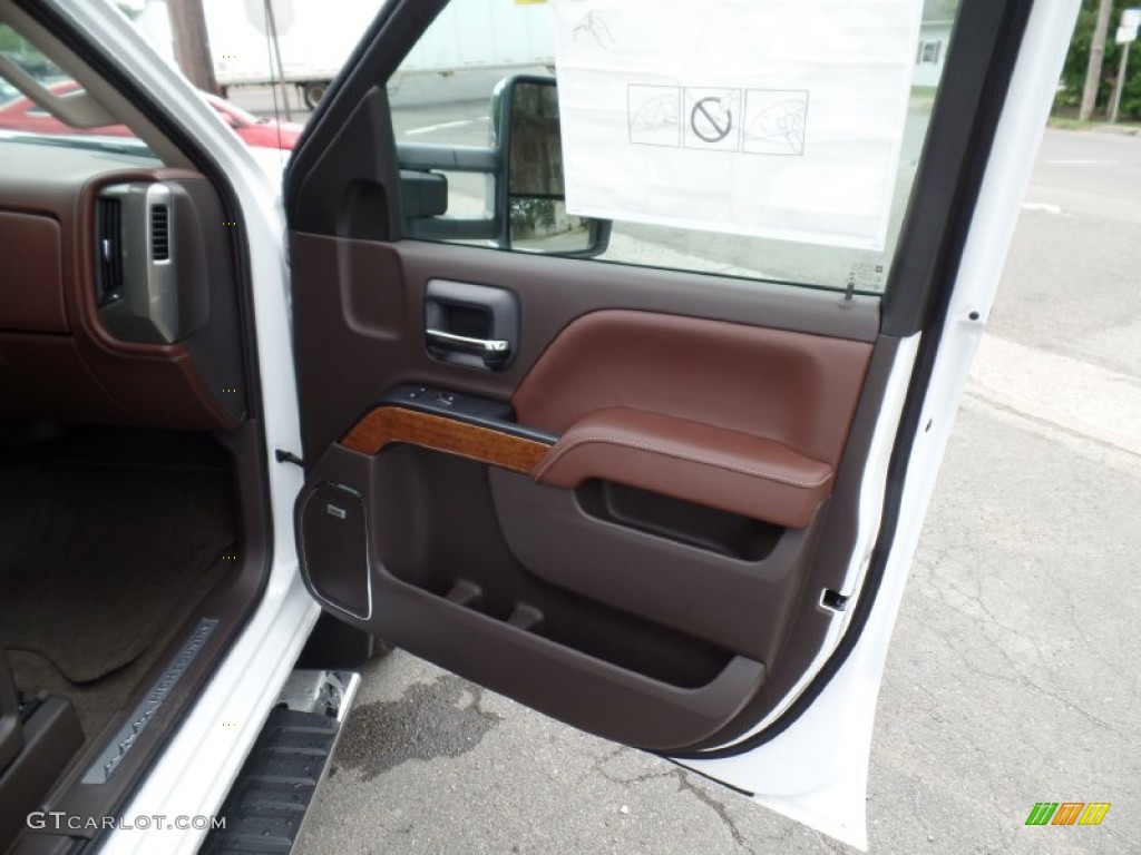 2015 Chevrolet Silverado 3500HD High Country Crew Cab Dual Rear Wheel 4x4 High Country Saddle Door Panel Photo #104264175