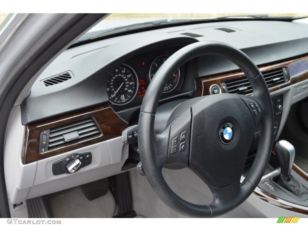 2011 BMW 3 Series 335d Sedan Gray Dakota Leather Steering Wheel Photo #104275726