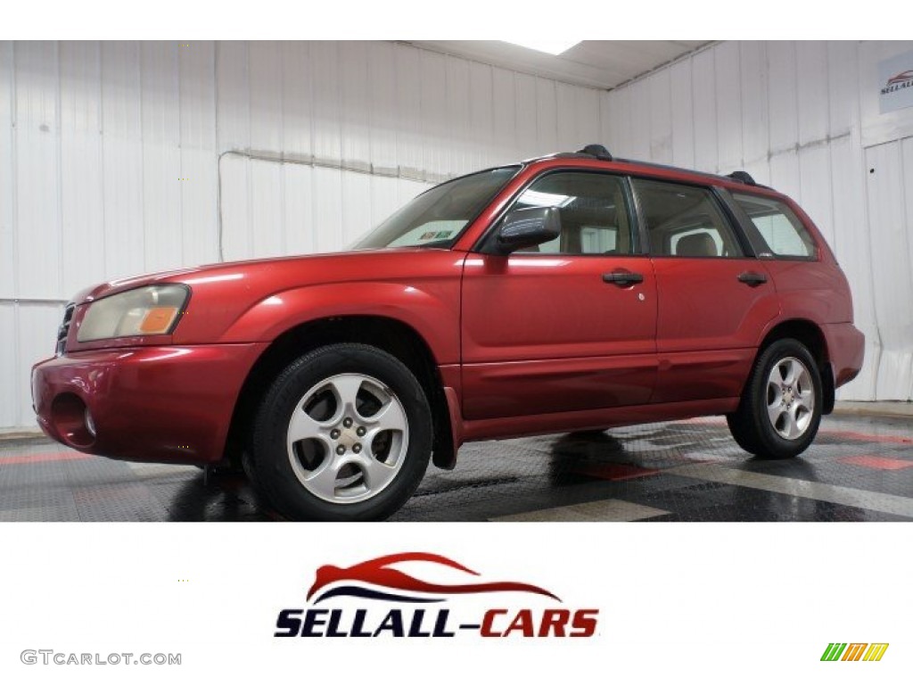 2003 Forester 2.5 XS - Cayenne Red Pearl / Beige photo #1