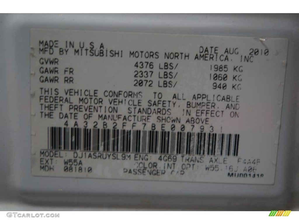 2011 Galant FE - White Pearl / Medium Gray photo #14