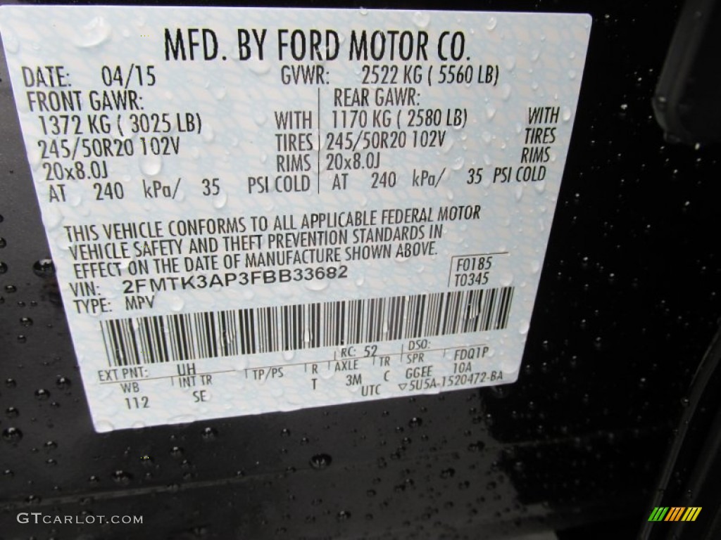 2015 Edge Color Code UH for Tuxedo Black Metallic Photo #104281417