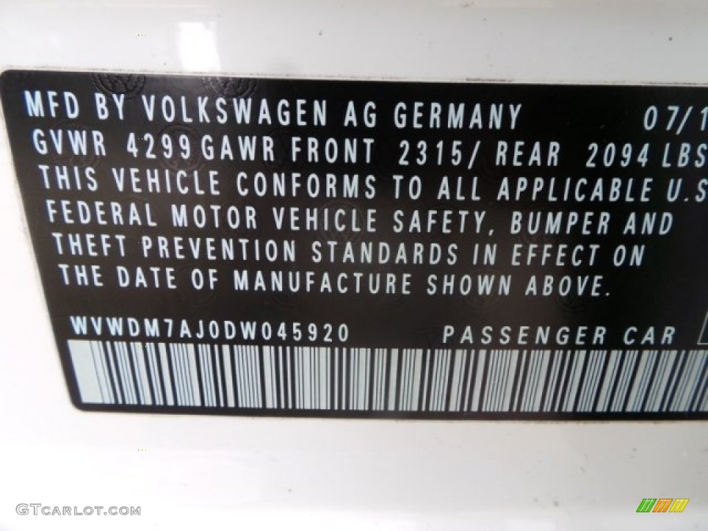 2013 Golf 4 Door TDI - Candy White / Titan Black photo #59
