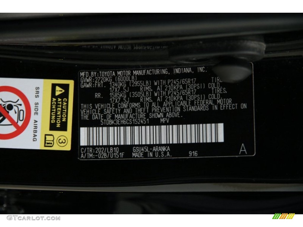 2012 Highlander SE 4WD - Black / Ash photo #18