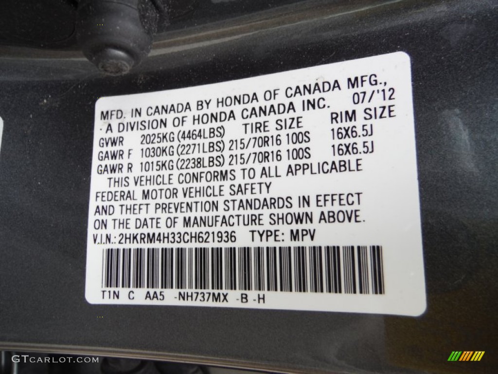 2012 CR-V LX 4WD - Polished Metal Metallic / Gray photo #19