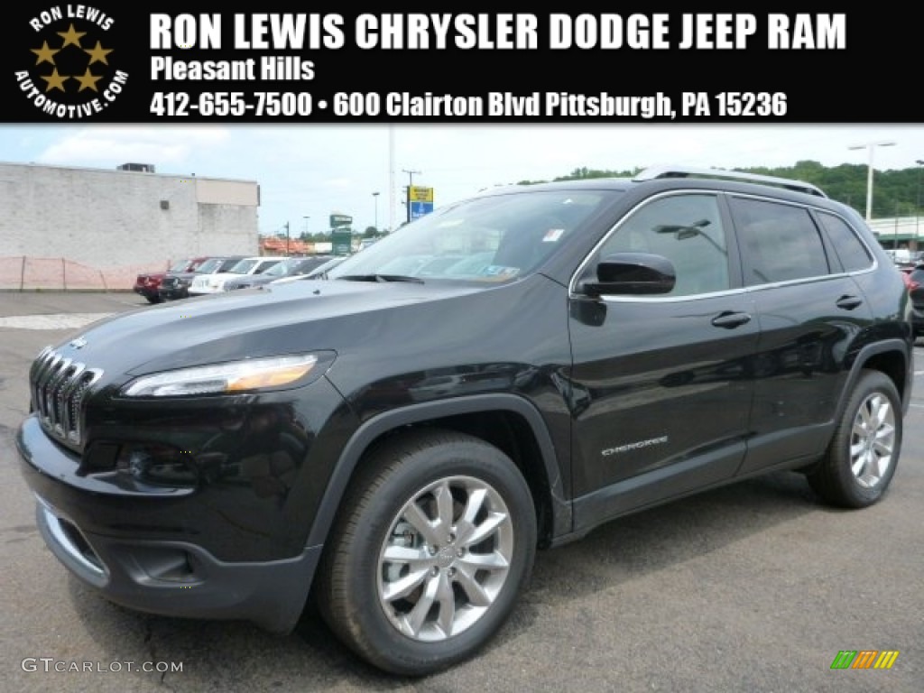 2015 Cherokee Limited 4x4 - Brilliant Black Crystal Pearl / Black/Light Frost Beige photo #1