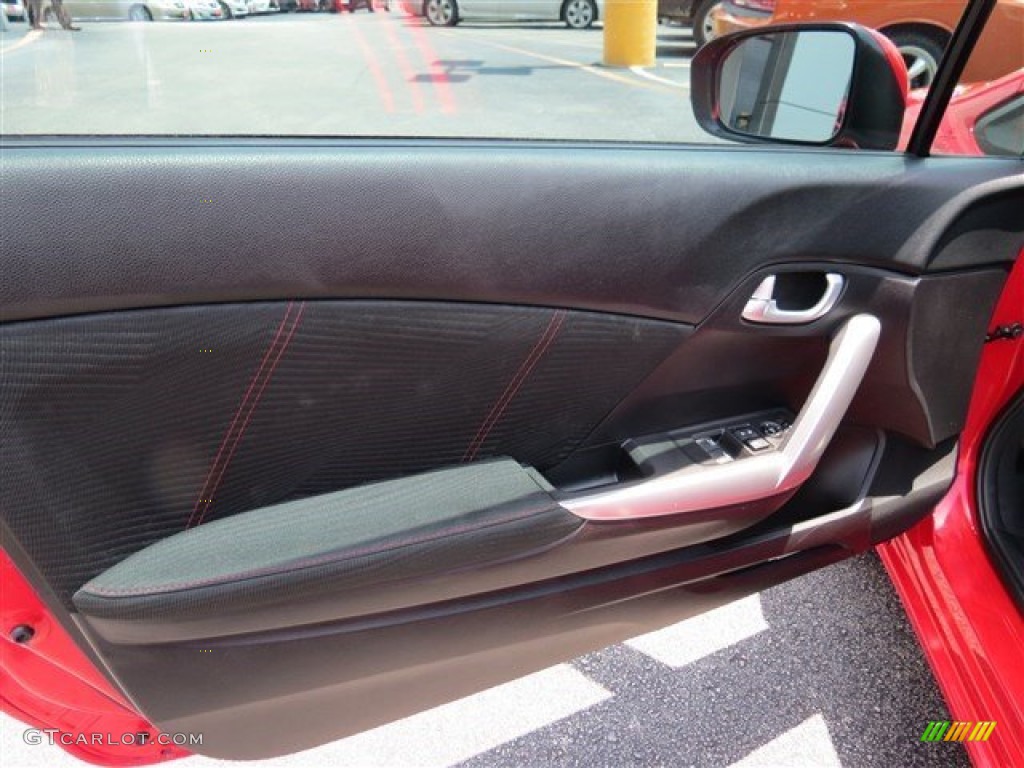 2014 Honda Civic Si Coupe Black/Red Door Panel Photo #104316134
