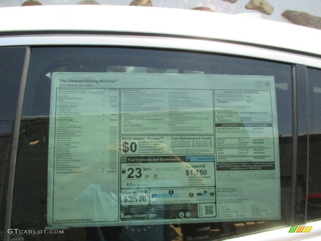 2016 BMW X4 xDrive28i Window Sticker Photo #104326124