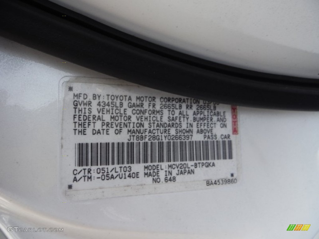 2000 ES 300 Sedan - Diamond White Pearl / Ivory photo #19