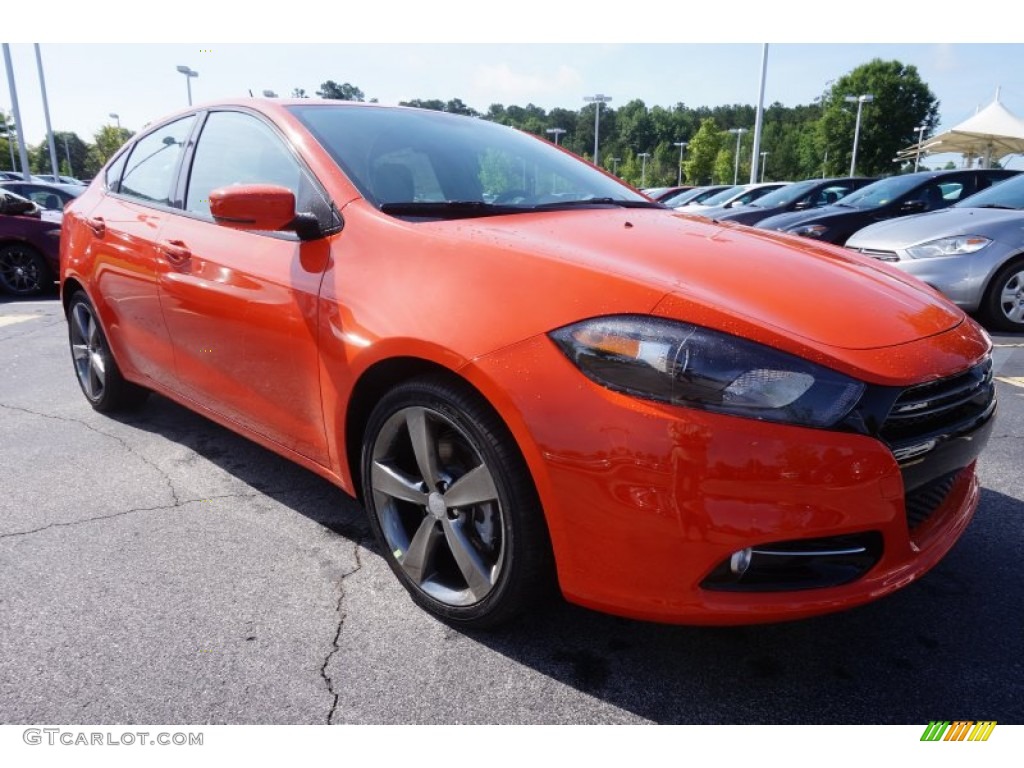 2015 Dart GT - Vitamin C / Black/Ruby Red Accent Stitching photo #4