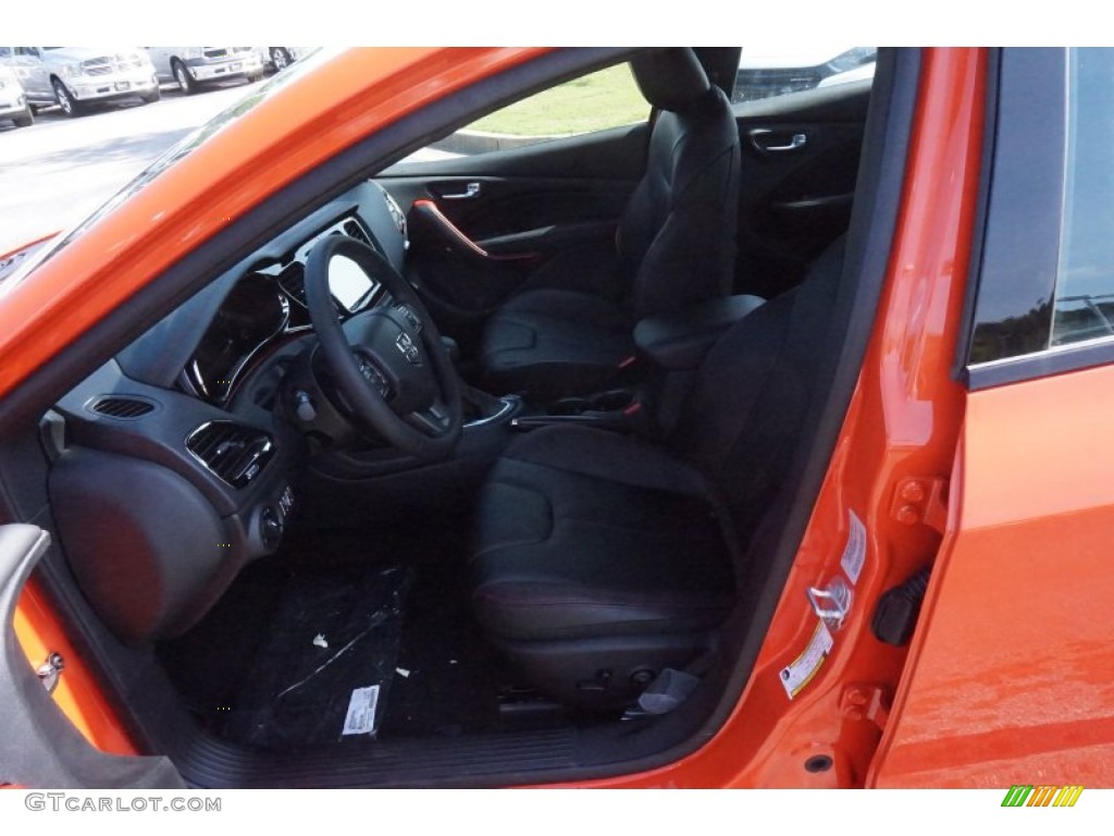 2015 Dart GT - Vitamin C / Black/Ruby Red Accent Stitching photo #6