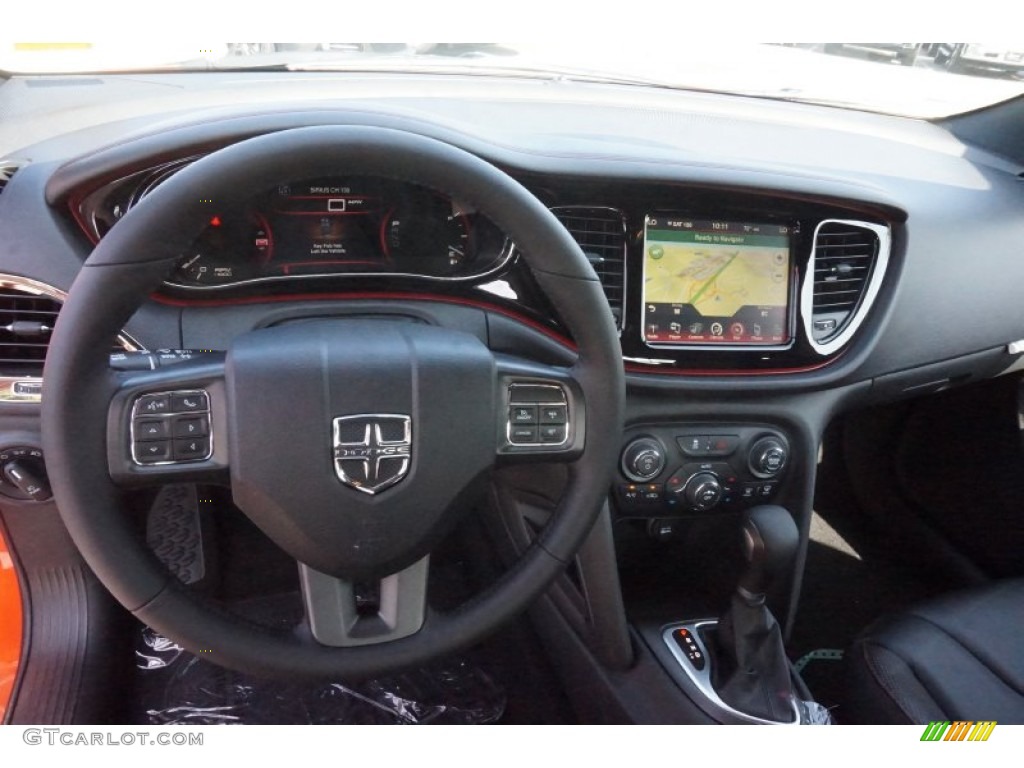 2015 Dart GT - Vitamin C / Black/Ruby Red Accent Stitching photo #7