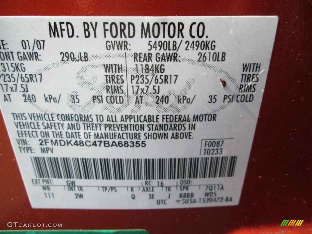 2007 Edge SEL AWD - Blazing Copper Metallic / Charcoal Black photo #28