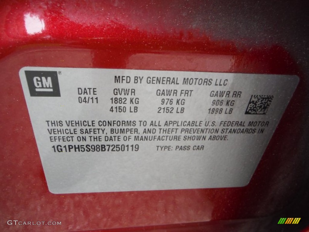 2011 Cruze LTZ - Crystal Red Metallic Tintcoat / Cocoa/Light Neutral Leather photo #33