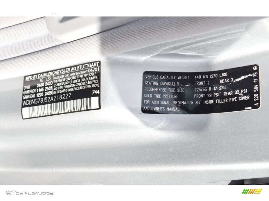 2002 S Color Code 744 for Brilliant Silver Metallic Photo #104350778