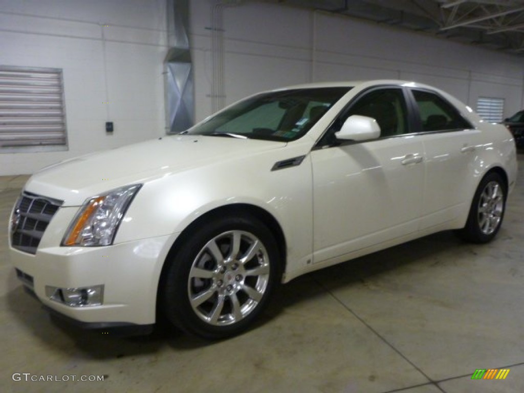 2009 CTS 4 AWD Sedan - White Diamond Tri-Coat / Cashmere/Cocoa photo #1