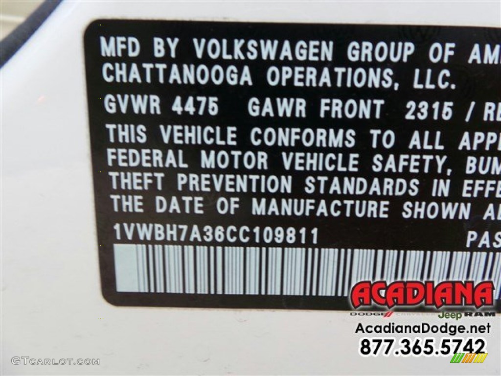 2012 Passat 2.5L SE - Candy White / Cornsilk Beige photo #16