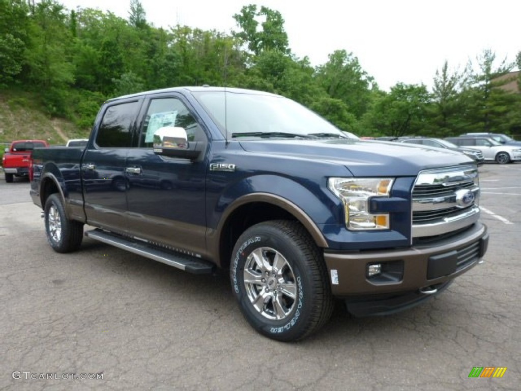 2015 F150 Lariat SuperCrew 4x4 - Blue Jeans Metallic / Medium Light Camel photo #1