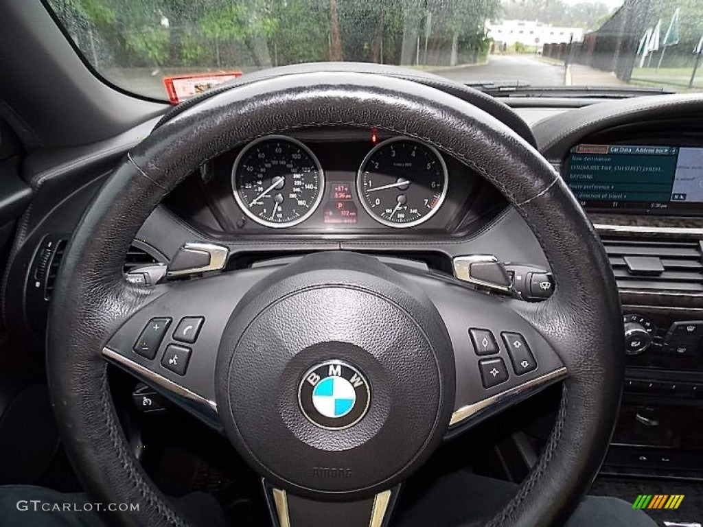 2008 BMW 6 Series 650i Convertible Black Steering Wheel Photo #104391633