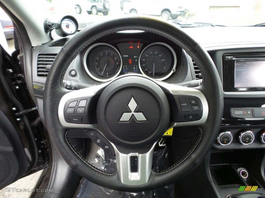 2015 Mitsubishi Lancer Evolution GSR Black Steering Wheel Photo #104396070