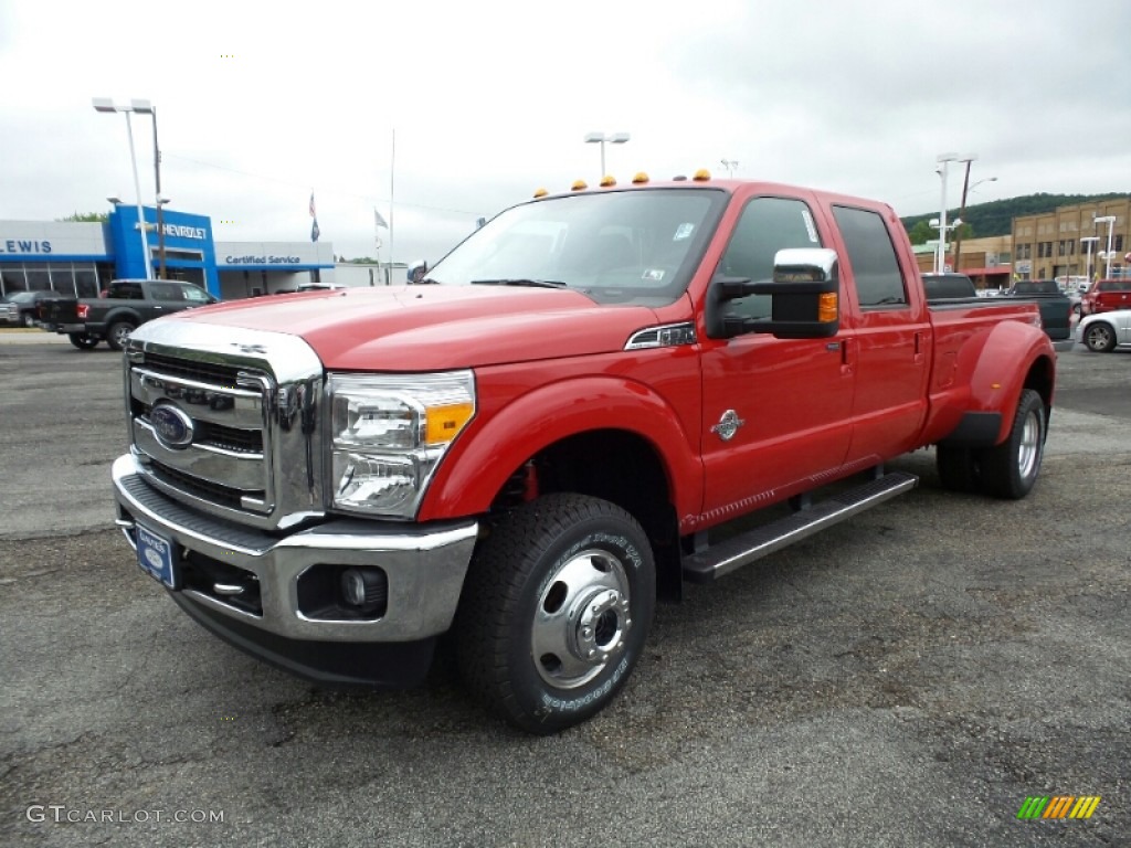 2015 F350 Super Duty Lariat Crew Cab 4x4 DRW - Vermillion Red / Black photo #6