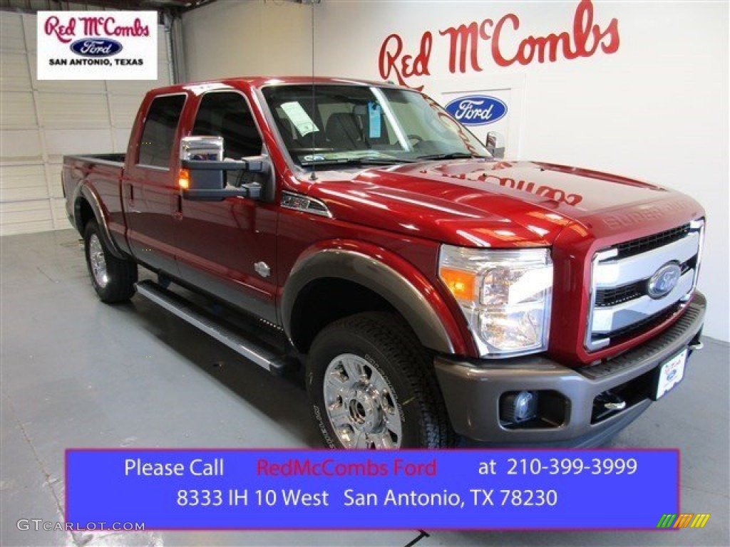 2015 F250 Super Duty Lariat Crew Cab 4x4 - Ruby Red / King Ranch Mesa Antique Affect/Black photo #1