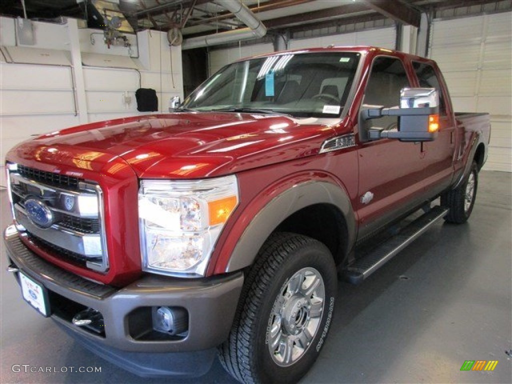 2015 F250 Super Duty Lariat Crew Cab 4x4 - Ruby Red / King Ranch Mesa Antique Affect/Black photo #3