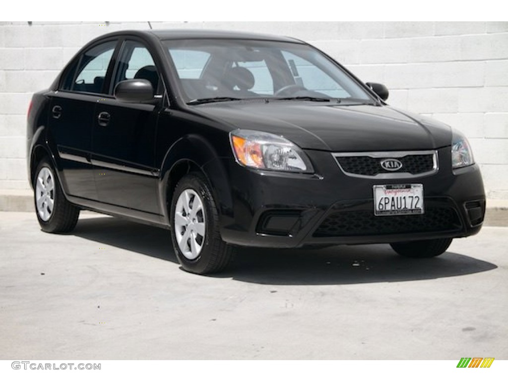 2010 Rio LX Sedan - Midnight Black / Gray photo #1