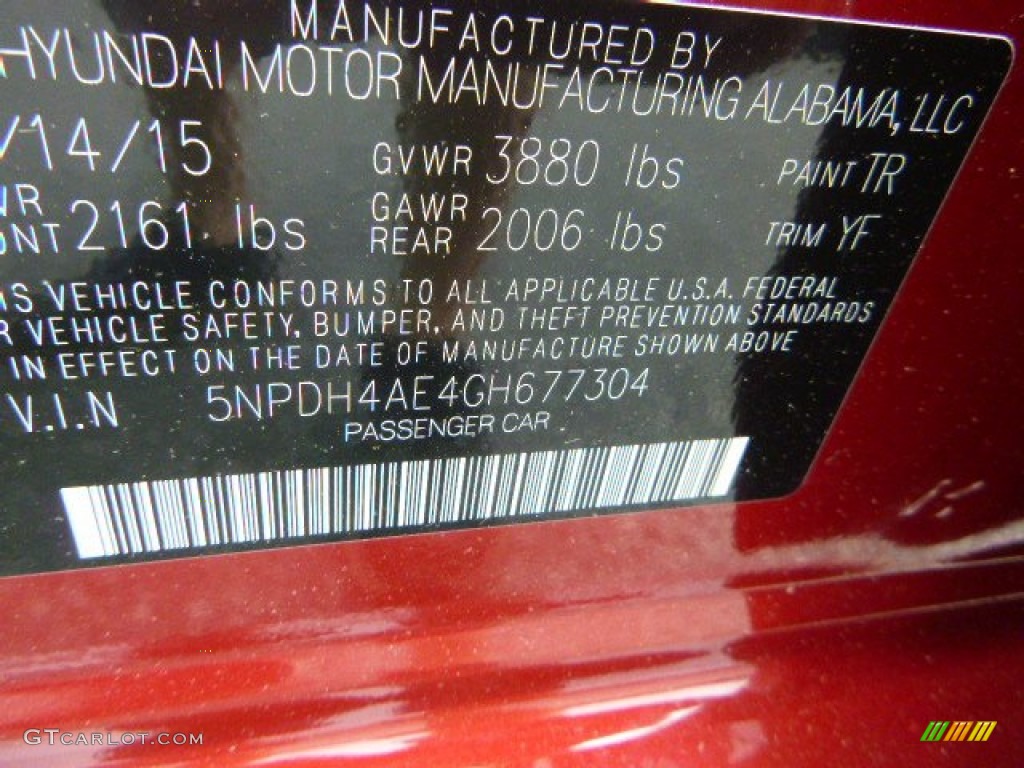 2016 Elantra Value Edition - Red / Beige photo #15