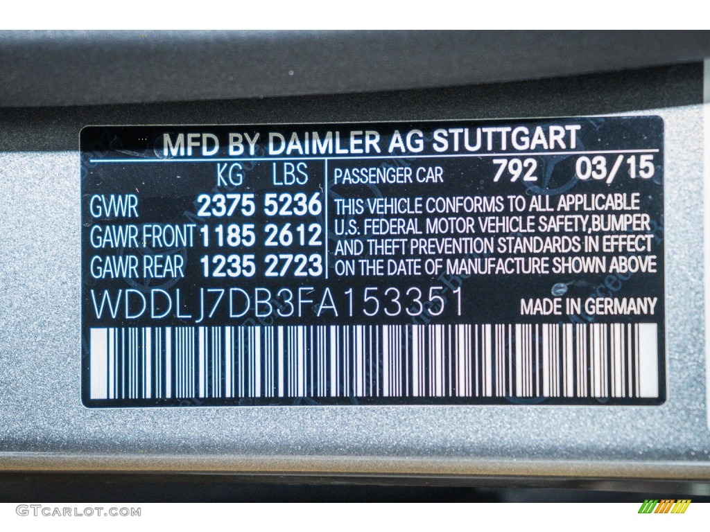 2015 CLS Color Code 792 for Palladium Silver Metallic Photo #104437637